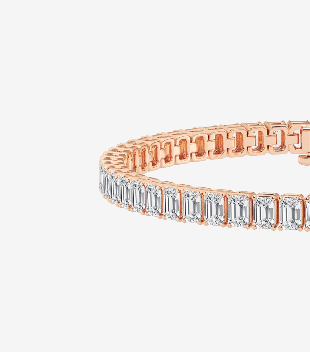 Four Prong Emerald-Cut Diamond Tennis Bracelet