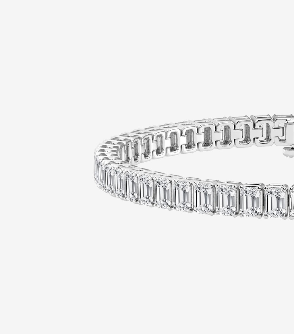 Four Prong Emerald-Cut Diamond Tennis Bracelet
