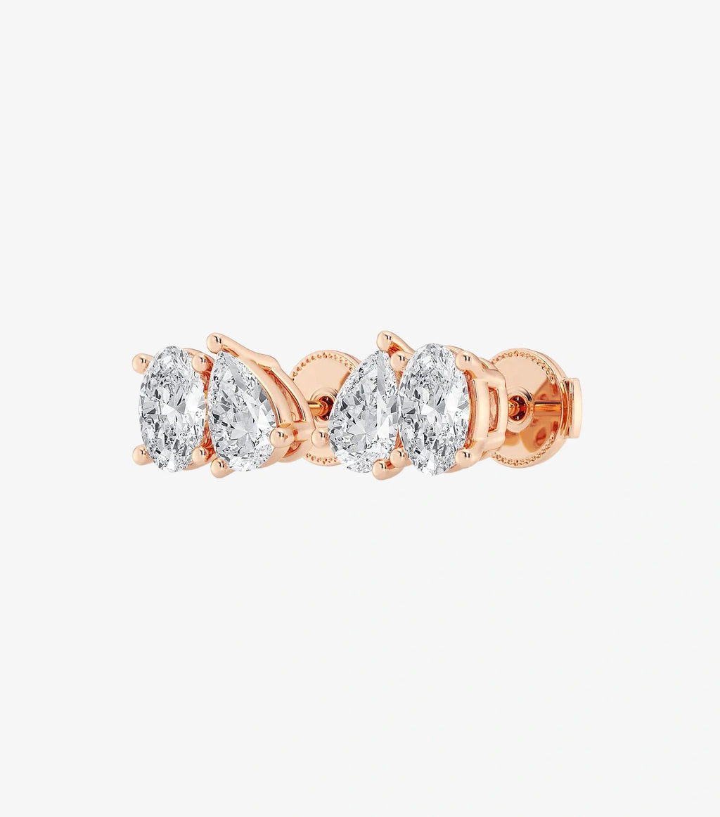 Toi-Et-Moi Earrings With Oval and Pear-Shaped Diamonds In A 3-Prong Setting