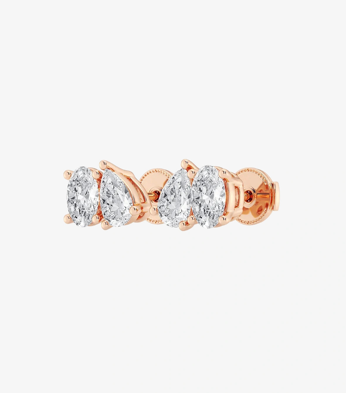 Toi-Et-Moi Earrings With Oval and Pear-Shaped Diamonds In A 3-Prong Setting