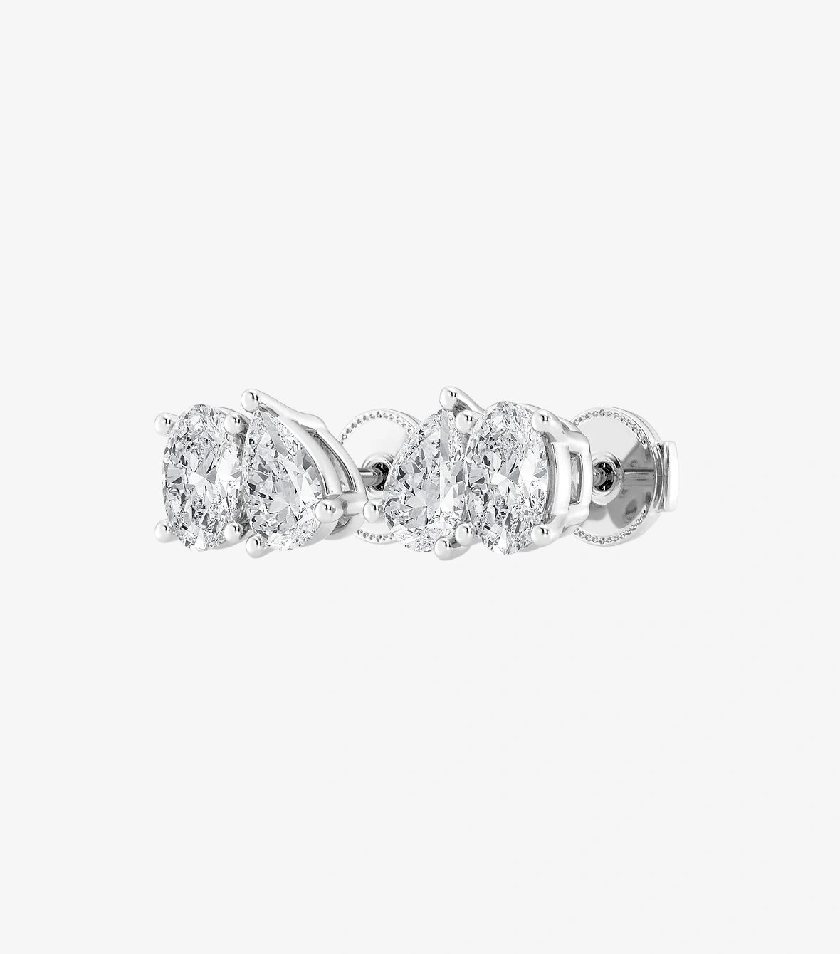 Toi-Et-Moi Earrings With Oval and Pear-Shaped Diamonds In A 3-Prong Setting