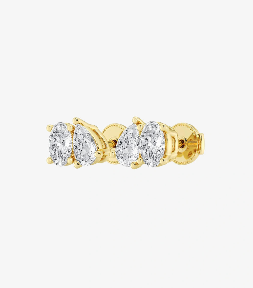 Toi-Et-Moi Earrings With Oval and Pear-Shaped Diamonds In A 3-Prong Setting
